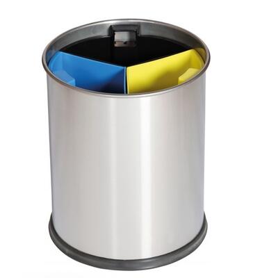 Cubo Reciclaje Acero Inoxidable con Separadores de Color 3X3.3Lt